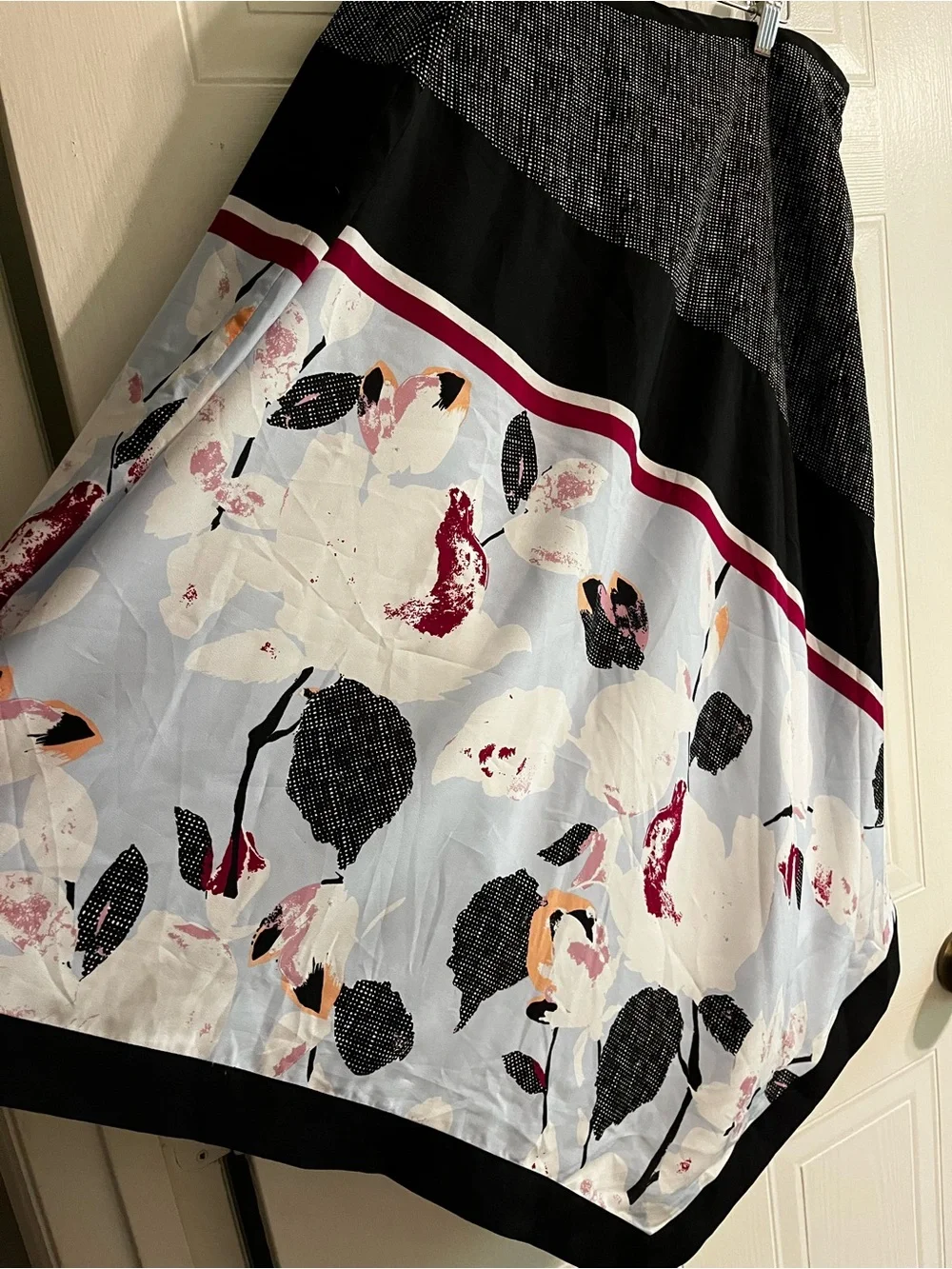 NWOT ASYMMETRICAL MIXED PRINT MIDI SKIRT - DKNY SIZE 16